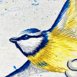 Colour In Flight Bluetit - Combining Paint With Stitch