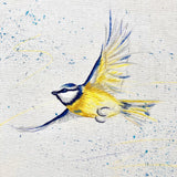 Colour In Flight Bluetit - Combining Paint With Stitch