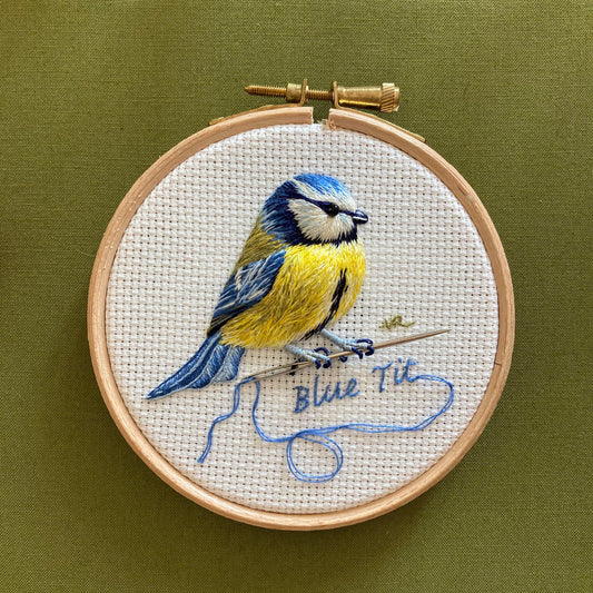 Garden Birds: Blue Tit - Original Hand Embroidery