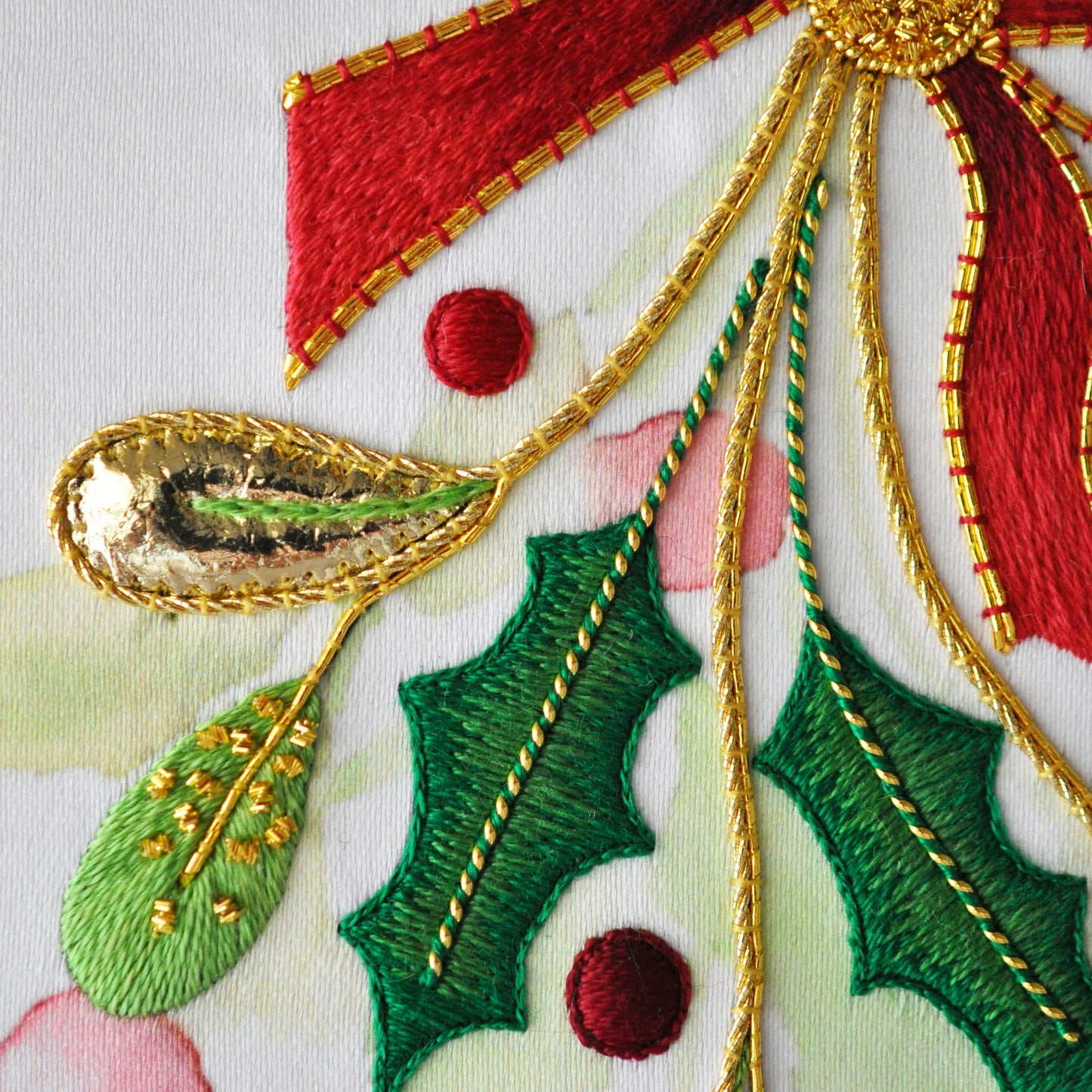 Goldwork And Silk Shading Christmas Spray