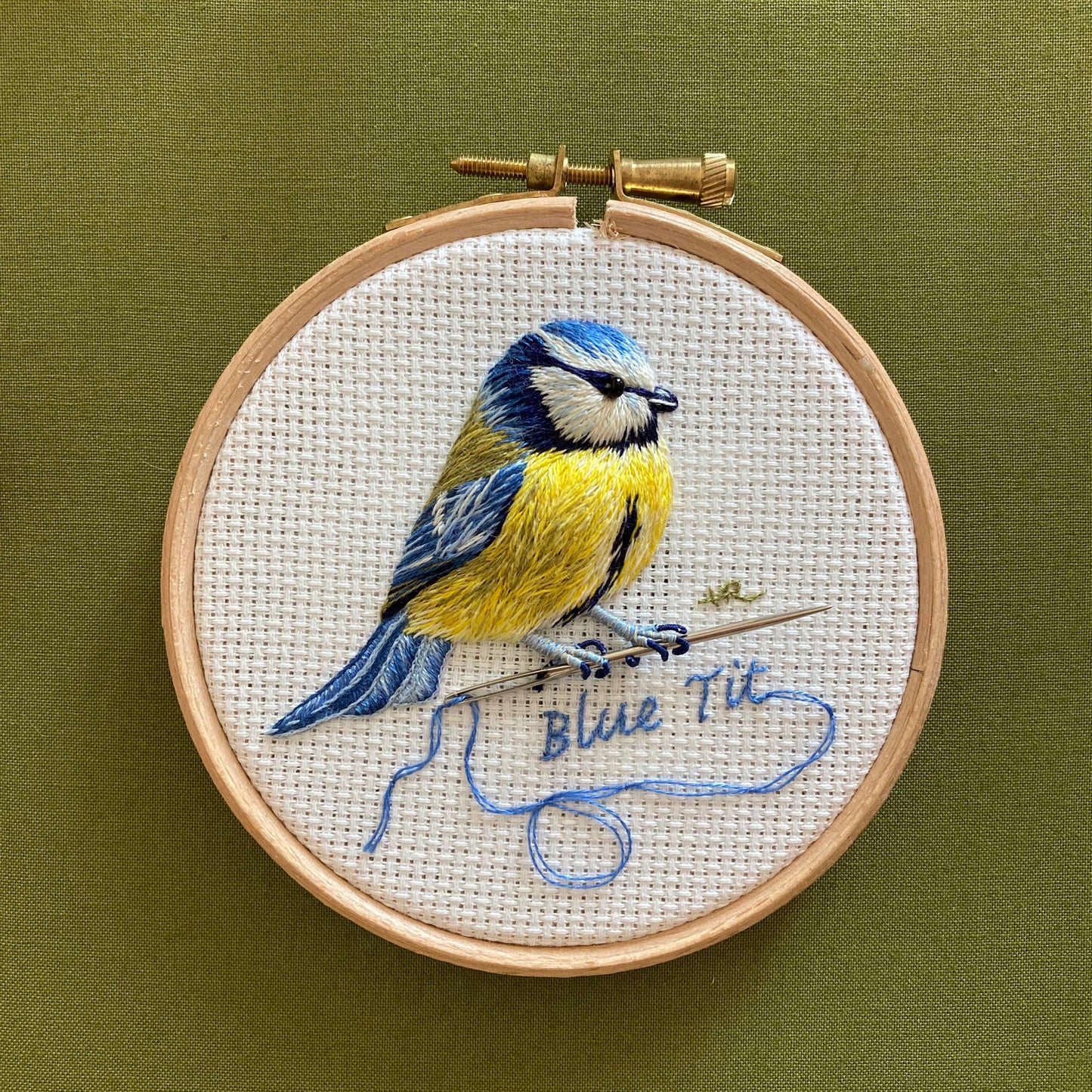 Garden Birds: Blue Tit - Original Hand Embroidery