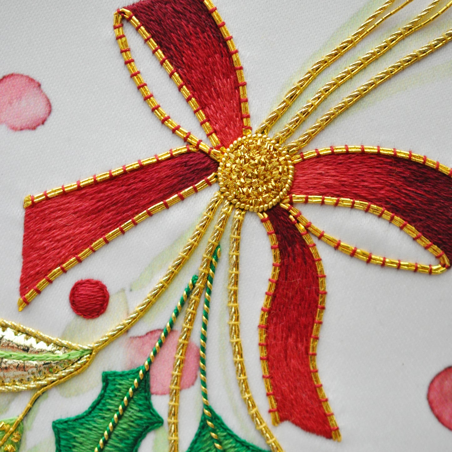 Goldwork And Silk Shading Christmas Spray