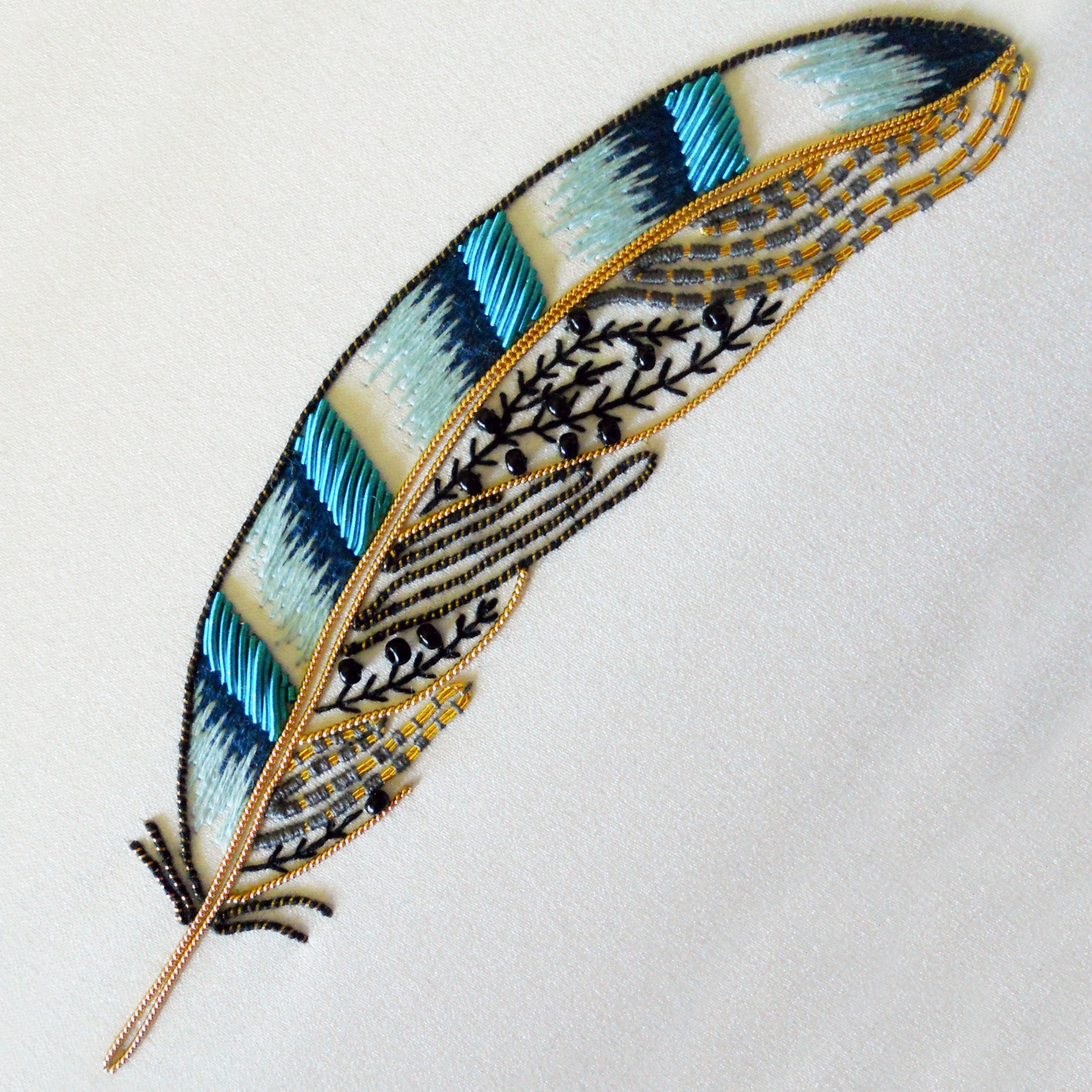 Metalwork Jay Feather – The Bluebird Embroidery Company