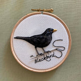 Garden Birds: Blackbird - Original Hand Embroidery