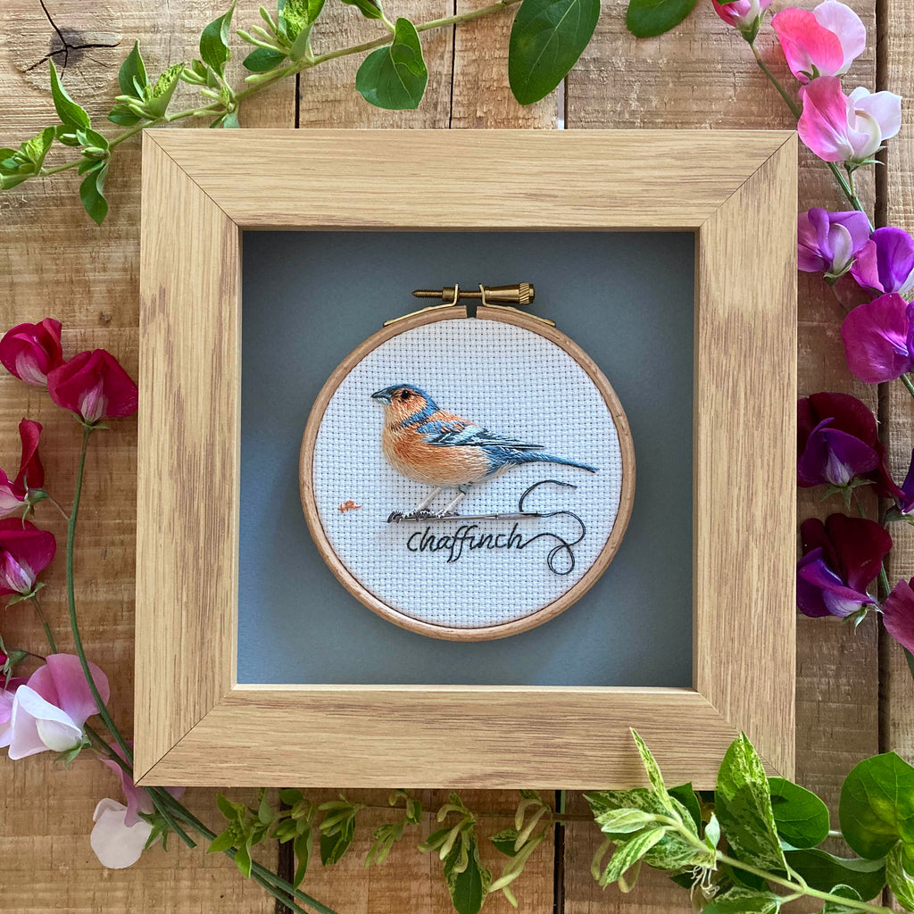 Garden Birds: Chaffinch - Original Hand Embroidery